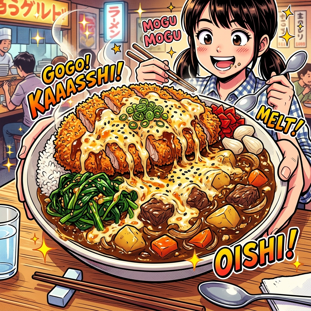 Customer selecting curry toppings and spice levels on a touch panel