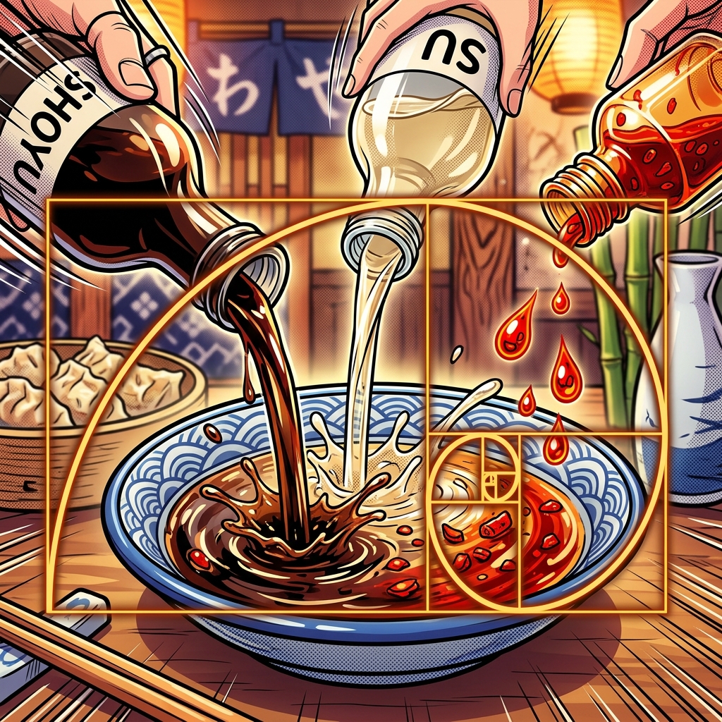 Visual guide to mixing gyoza dipping sauce