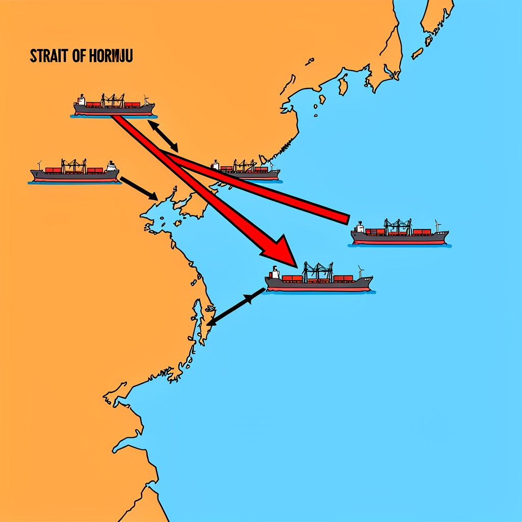 Illustration of oil tankers and Japan's energy supply chain